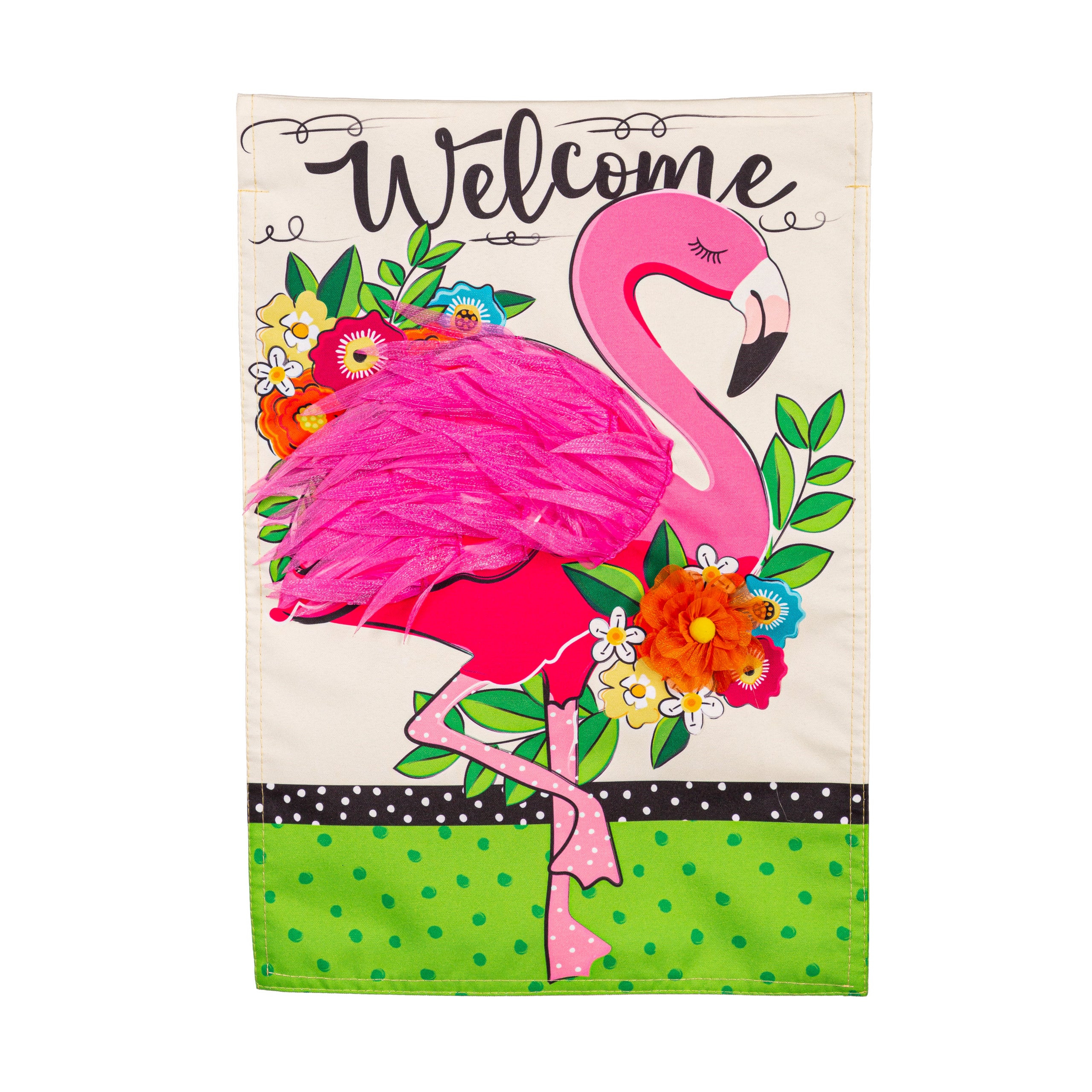 FLORAL FLAMINGO WELCOME GARDEN FLAG #14L11799 | IN THE WIND