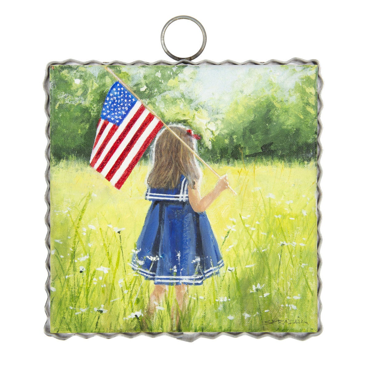 MINI GALLERY GIRL & FLAG PRINT #A23033 | IN THE WIND